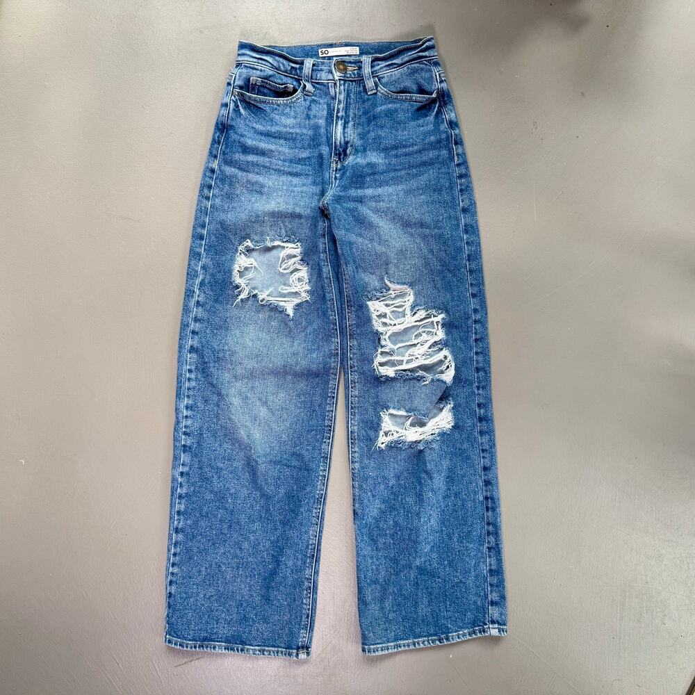 SO Distressed Wide Leg Jeans 0/24W Concert Festival Y2K Denim